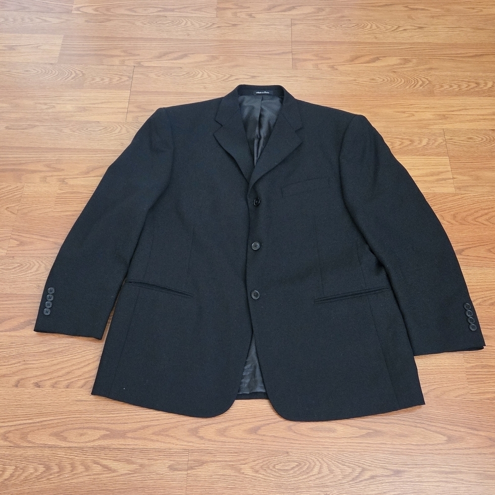 Claiborne 42 S 100% Wool Blend Blazer Sport Coat Jacket Black Three Button Mint